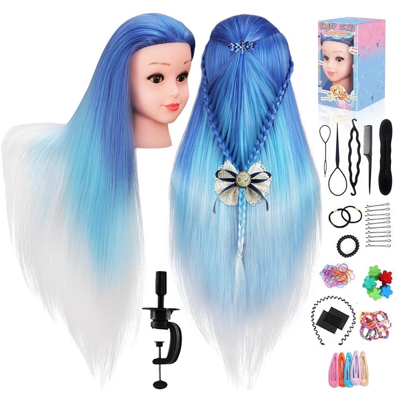 TopDirect Mannequin Head with Hair, 29" Hair Mannequin Manikin Head Synthetic Hair Doll Practice Cosmetology Styling Hairdressing Training Braiding Heads with Clamp Holder and Tools - Image 1